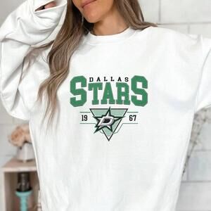 Dallas Stars 1967 White Sweatshirt, Crewneck Dallas Stars Crewneck Sweater